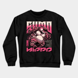 Hippo Sumo Wrestler Sci-fi Job Future Mecha Animals Robot Crewneck Sweatshirt